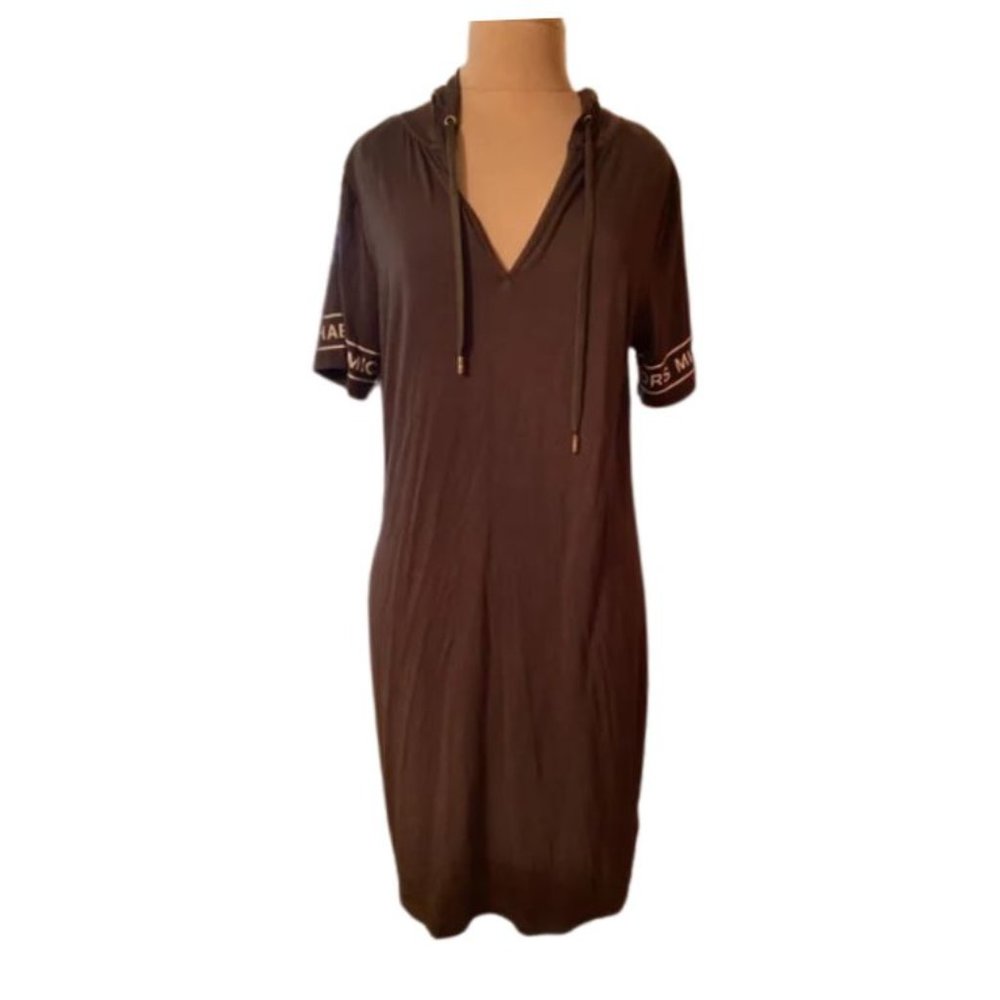 Womens Michael Kors Short Sleeve Dress w/ Hood. Olive Green, Size Medium